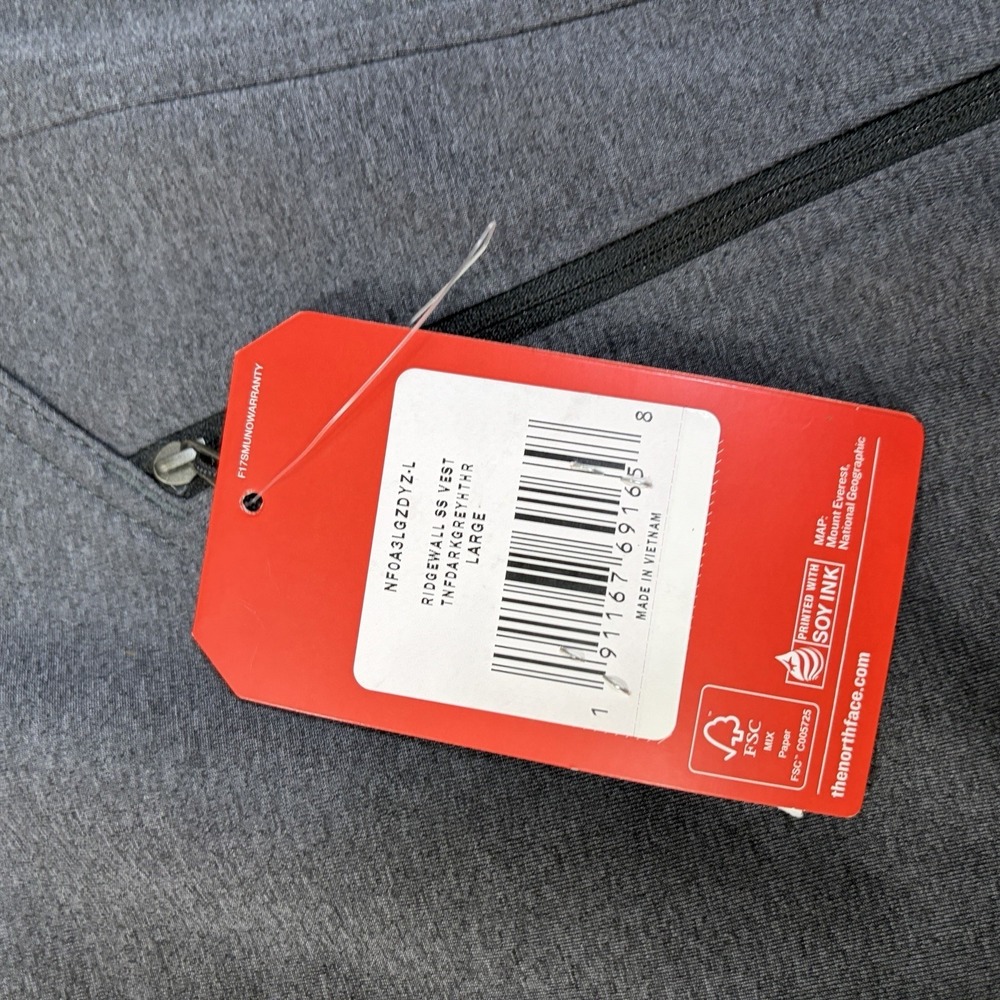 NEW The North Face Ridgeway‎ Vest Silver Gray Softshell Large Full Zip - Picture 2 of 7